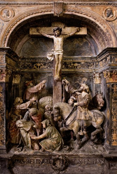 Altar Piece, Central Panel, The Crucifixion and the Swoon of the Virgin by Ligier Richier